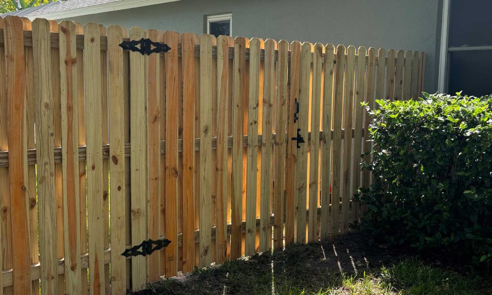 Wood Shadow Box Fence & Gate 1