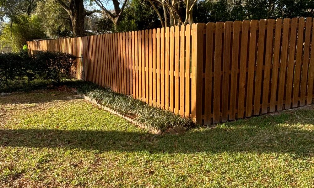 freshly washed 6ft shadow box residential privacy fence